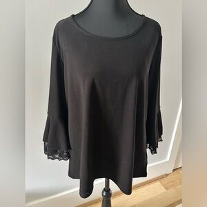 89th & Madison Black Ruffled Blouse